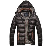 Traje de algodón grueso para hombre, abrigo cálido con capucha fina de invierno M negro