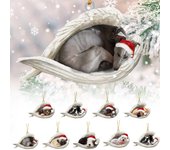 Colgante acrílico de perro ángel de Navidad, árbol de Navidad, etiqueta artesanal, decoración navideña One Size