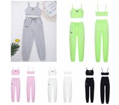 Conjunto de ropa informal para niñas, chaleco y pantalones cortos sin mangas para gimnasio, correr, entrenamiento, baile 7-8 Years negro