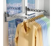Tendedero de ropa con ángulo ajustable, percha para ropa, secador de abrigos de pared, organizador de ropa plegable, gran capacidad de carga gris