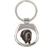 Neapolitan Mastiff, Mastino Napoletano - geometric keychain with a photo and the inscription Art-Dog blanco