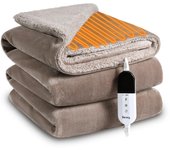 Beraxy Electric se puede utilizar como manta térmica de 10 niveles y 6 niveles de temperatura para sobrecalentamiento y frío, color beige, 188 x 130 cm, lavable, doble. beige
