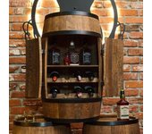 Casier à vin - Creative Cooper - Tonneau en bois avec portes, porte-bouteilles et étagère, casier à alcool, 80x50 cm, wengé