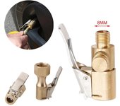Conector de válvula de bomba de inflado de aire de latón para neumáticos de automóvil y camión de 8 mm duradero, adaptador con clip para rueda de neumático con válvula de alivio de seguridad