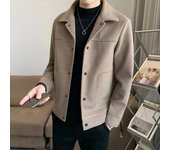 Chaqueta de hombre de color liso con solapa, abrigo informal para otoño e invierno, manga larga con botones M marrón