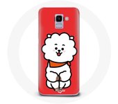 Coque pour Samsung Galaxy A8 2018 BTS Bangtan Garçons BT21 RJ de Jin Fond Rouge