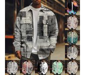 Abrigo grueso con botones y manga larga con estampado informal de invierno para hombre L negro