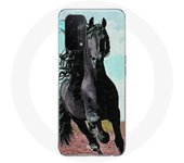 Coque Oppo A54 5G Cheval frison noir avec longue crinière