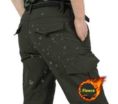 Pantalones Cargo elásticos cálidos de lana gruesa de invierno para hombre, pantalones militares SoftShell impermeables, pantalones casuales, pantalones tácticos de talla grande 4XL 2XL verde del ejército