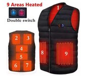 Chaleco térmico de algodón con calefacción inteligente para hombre y mujer, chaqueta cálida de invierno, flexible, con cuello en V, para exteriores, Otoño e Invierno XXXL