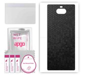apgo Protective Skin Sticker for the back compatible with Sony Xperia 10 Plus, Wrap Film, Foil, Vinyl - Pattern Black Honeycomb
