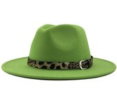 Sombrero Fedora de lana para hombre y mujer con cinta de cuero Caballero elegante señora invierno otoño ala ancha Jazz Iglesia Panamá Sombrero Cap 56-58CM