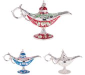 MagiDeal Lámpara de Flor Hueca de Aladdin Charm Jewelry Distplay Caja de Almacenamiento azul