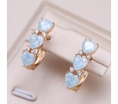 Pendientes de Clip de circonio esmerilado de OCéANO AZUL con forma de corazón de lujo para mujer, joyería diaria para fiesta azul