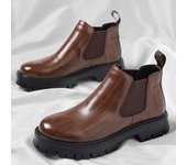 Botas Chelsea clásicas retro de moda para hombre, botines de cuero a la moda para hombre, botas cortas de estilo británico de negocios para hombre, zapatos casuales de caña alta. 38 marrón