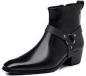 Botas de piel clásicas retro para hombre, estilo chukka o de césped, a la moda, con cordones, para el desierto, de caña alta 38 negro