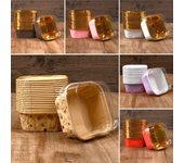 50 piezas de bandejas cuadradas para magdalenas y cupcakes para fiestas, cajas para hornear magdalenas, nuevos moldes para magdalenas para festivales E