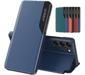 Funda de teléfono con tapa Smart View para Samsung Galaxy M15 M55 M14 M34 M23 M33 M53 5G, soporte para libro, a prueba de golpes, protección completa para negocios For Galaxy M15 5G naranja