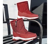 Botas de nieve cálidas de invierno para mujer, botines hasta la mitad de la pantorrilla, antideslizantes, resistentes al agua, con cremallera, forro de piel sintética, botas de senderismo para caminar al aire libre para mujer 36