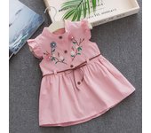 Niños verano sin mangas niñas lindo dulce chaleco de algodón flor melocotón vestido de princesa bordado XXL color rosa