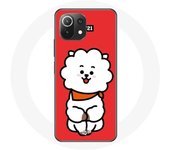 Coque pour Xiaomi Mi 11 Lite BTS Bangtan Garçons BT21 RJ de Jin Fond Rouge