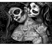 Pintura de diamante 5D DIY  mujer calavera  bordado de diamantes de imitación 3D punto de cruz decoración del hogar 5D 20X30CM