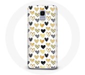 Coque pour Samsung Galaxy A8 2018 Fond de texture abstraite coeurs noir jaune et gris