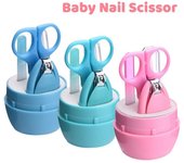 Tijeras para uñas para bebés recién nacidos, herramienta para el cuidado de las uñas de bebés, cortaúñas portátil seguro para niños, pinzas con caja, kit de manicura para niños color rosa