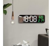 Reloj de pared Digital grande de 9 pulgadas, pantalla de temperatura y humedad, despertador de mesa con modo nocturno, reloj LED electrónico 12/24H rojo