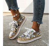 Zapatillas deportivas de cuero para mujer, informales, con cordones, punta redonda, vulcanizadas, para correr al aire libre 35 beige