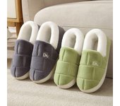 Zapatillas de invierno para hombre, zapatillas de algodón para mujer, zapatillas cálidas de felpa antideslizantes para parejas, zapatillas de dormitorio interior para el hogar 38-39 verde