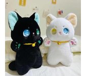 Peluche de gato blanco y negro de 25 cm, muñeco de peluche, muñeco de Patung, juguetes para niños, regalos de Halloween, juguetes para niñas 25CM