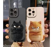 Bonita funda de teléfono con dibujos de gatos para iPhone 16, 15, 14, 11, 12, 13 Pro Max, XS, XR, X, 8, 7 Plus, mini, funda de silicona suave a prueba de golpes iPhone 16 café