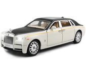 Coche modelo Phantom de Rolls a escala 1/24, juguete de aleación de zinc, coches de juguete fundidos a presión con sonido y luz para colección de regalos para niños y niñas 1/24-21.2x7.2x5.7cm blanco