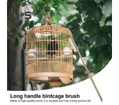 Cepillo para jaula de pájaros con mango largo, cepillo de madera para limpiar jaulas de loros, suministros para mascotas, equipo para pájaros, limpiador para jaulas de hámsteres myna blanco