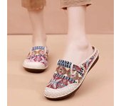 Zapatillas de estilo étnico para mujer, zapatos de moda para mujer, zapatos de tela con cuña y suelas suaves, zapatos para caminar, mulas sin cordones, zapatillas de mujer 36