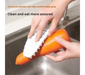 Cepillo de limpieza en forma de zanahoria para verduras, frutas, cerdas flexibles, cepillo de fregar que no raya, para eliminar manchas, diseño de juntas de múltiples secciones blanco