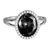 Bague Argent 'Sissi' noir blanc argenté (rhodié) - 15x13 mm 58 negro
