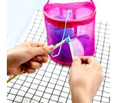 Nueva bolsa de malla ligera y portátil para guardar hilos de crochet púrpura