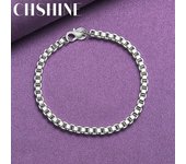 CHSHINE Pulsera de cadena cuadrada de 4 mm de plata esterlina 925, abalorio de moda para bodas y fiestas, joyería para mujer 20CM 8inches
