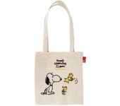 Mini bolso de mano Snoopy 8401 de algodón reciclado con bordado IP Baby Lou Peanuts 9L 04 Marfil [Route Tote]