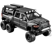 Dodge RAM 1500 TRX 6X6 Tyrannosaurus Rex Pickup Modelo de coche de aleación Sonido y luz Juguete infantil Coleccionable Regalo de cumpleaños rojo