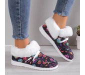 Botas de nieve de felpa cálidas y de moda para mujer, zapatos planos suaves, bonitos y cómodos con cordones, para invierno de 2024 39 blanco