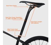 Tija de sillín de bicicleta ligera, tija de sillín de fibra de carbono, tubo de sillín de bicicleta ajustable para bicicleta de carretera 31.6 x 400mm
