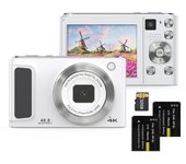 Cámara digital 4K Cámara de video digital Lente dual de 48MP Pantalla IPS de 2.8 pulgadas Enfoque automático 16X Digital with 1 Battery negro