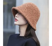 Sombrero de pescador de lana de cordero de otoño e invierno, sombrero de moda coreano para mujer, sombrero de cubo con cubierta facial japonesa, sombrero de lavabo de ala grande artístico