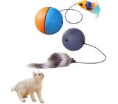 Pelota interactiva para gatos con ratón rastreador y función de pilas. Juguete giratorio automático para todas las razas. Funciona con pilas. (batería gris