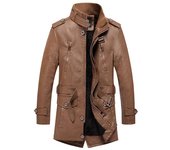 Abrigo de cuero británico de longitud media y larga para hombre, nuevo abrigo de cachemira para otoño e invierno L
