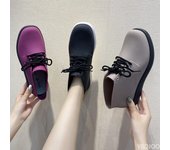 Bonitas botas de lluvia para mujer, impermeables, antideslizantes, de goma, botas de lluvia para mujer, de tubo corto, coreanas, con cordones, planas. 35 caqui