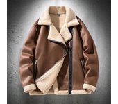 Chaqueta de ante con forro de piel para hombre Chaqueta acolchada cálida estilo hipster M marrón